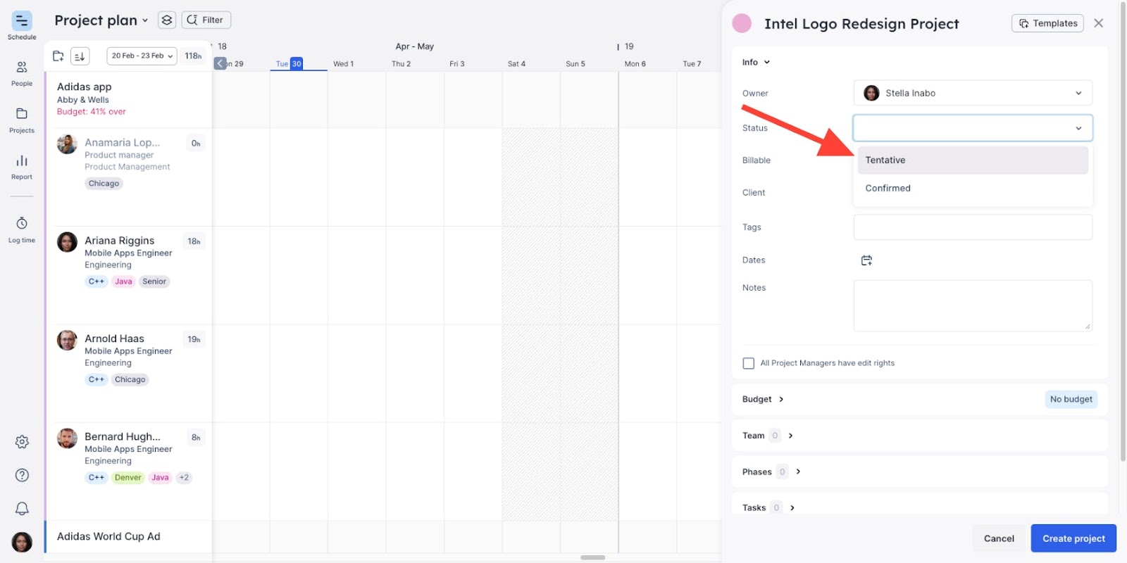 Set up of a tentative project in Float