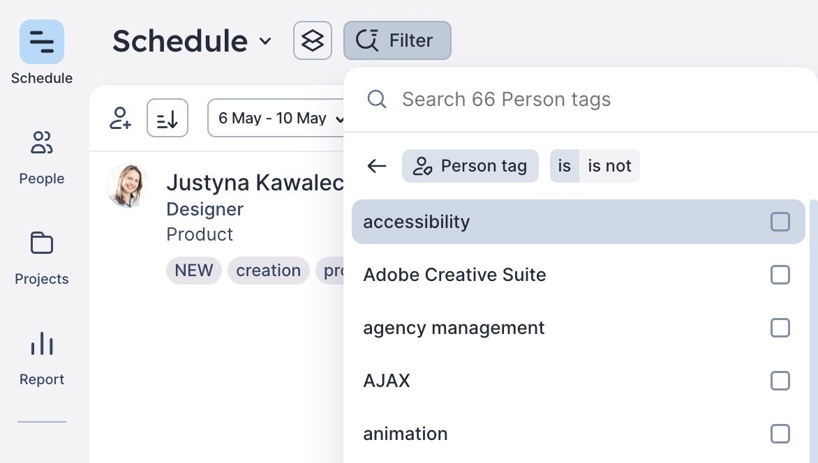 People filter tags in Float
