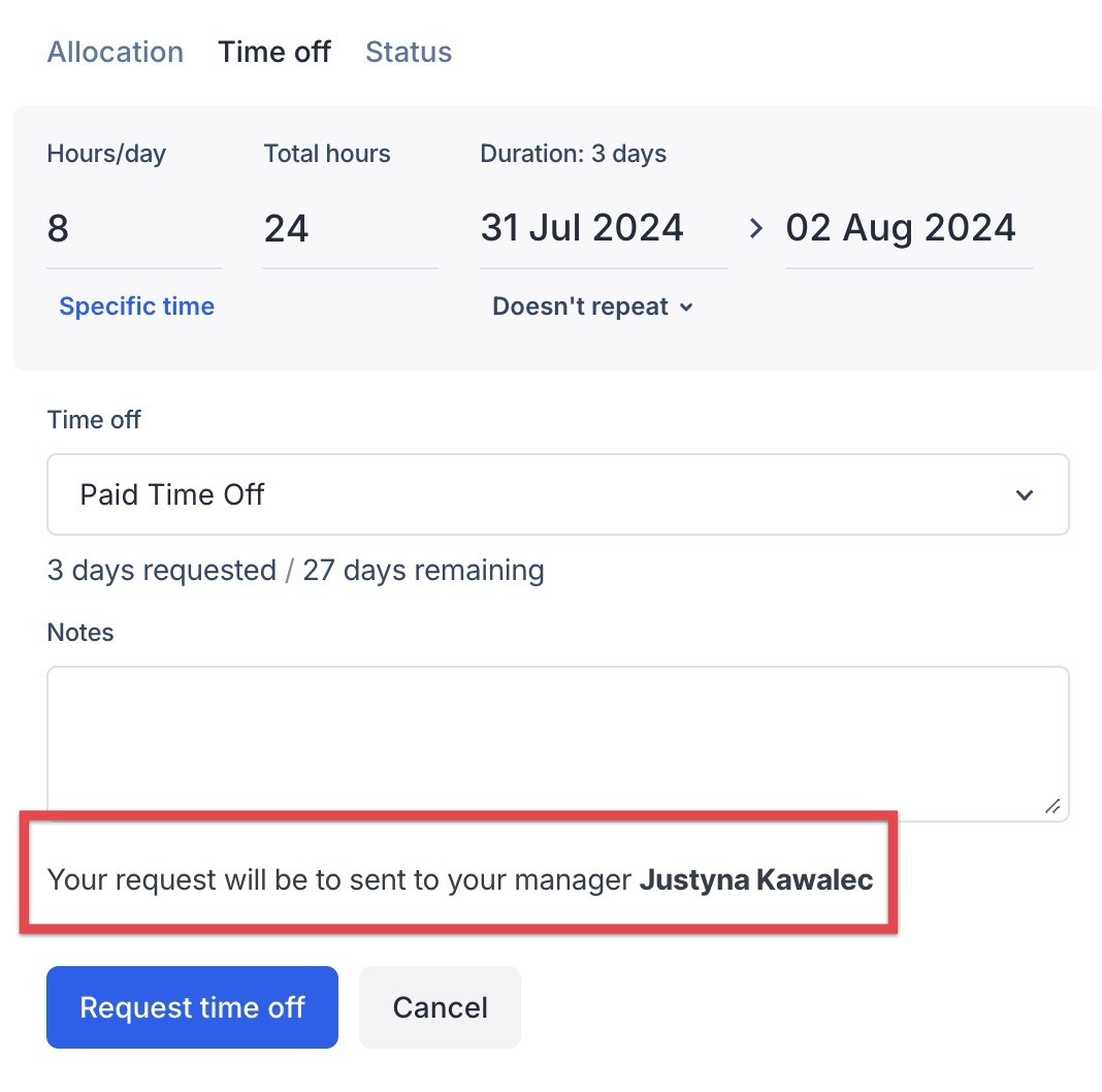 Time off allocations in Float