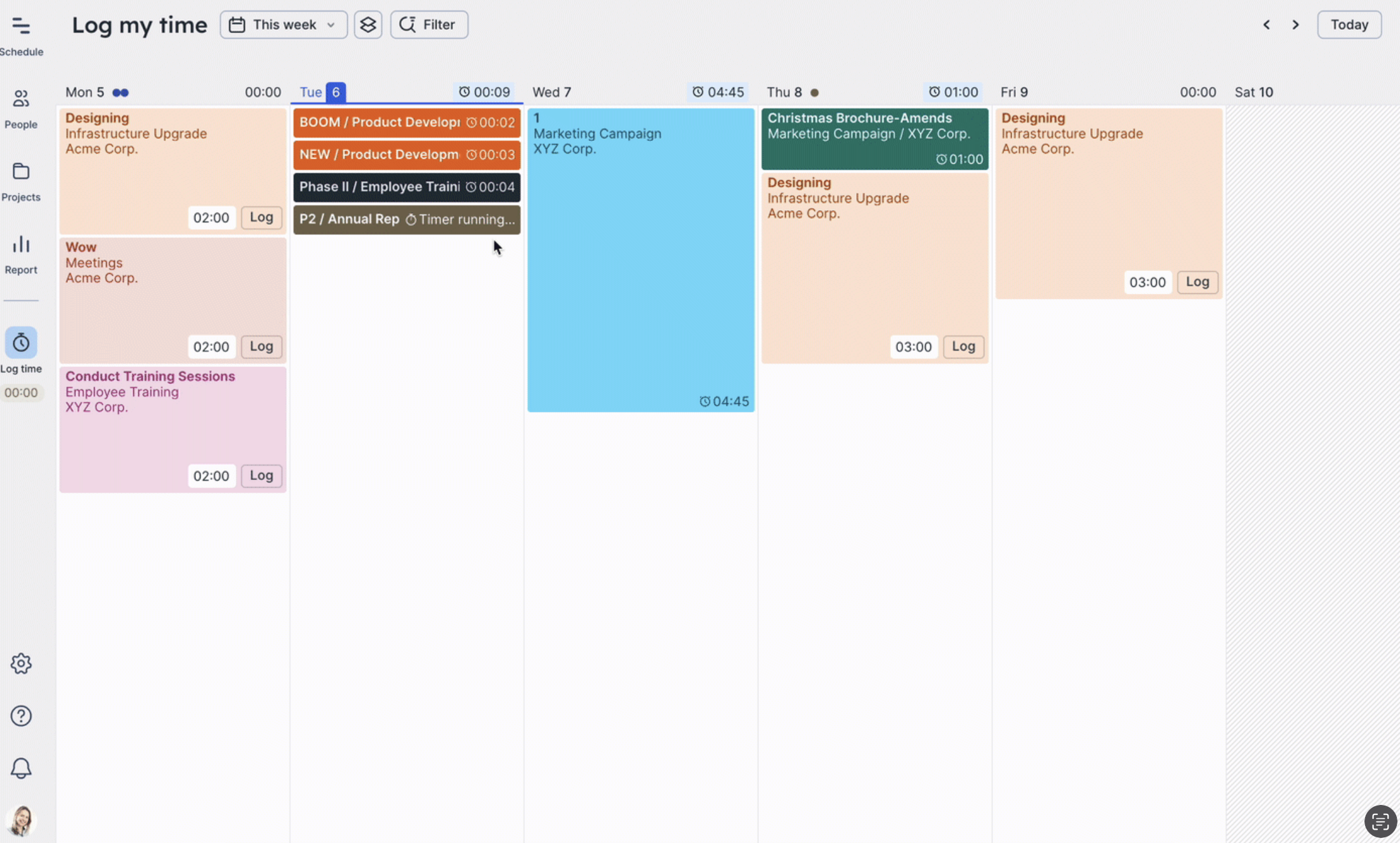 Log time tab in Float